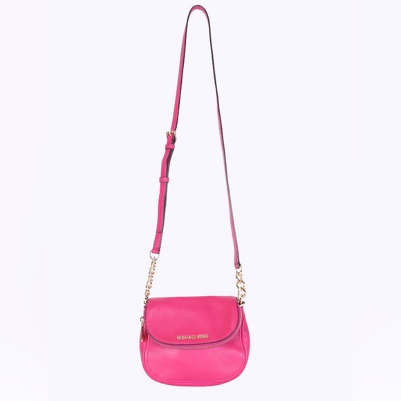Michael Kors Bedford flap Small Pebbled Leather Crossbody Bag – Fuchsia Pink - Picture 3 of 16